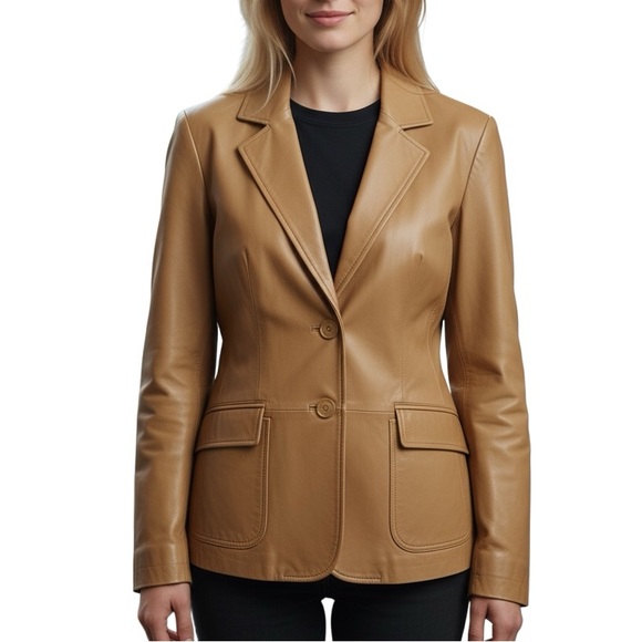 Colebrook Jackets & Blazers - Colebrook Tan Leather Jacket Blazer Size M